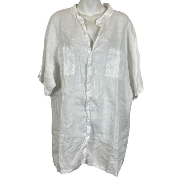 Alessia Pacini Womens Lagenlook 100% Linen White Longling Flowy Top Shirt sz L - Picture 1 of 16